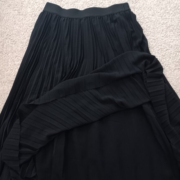 Womans Quince Chiffon Pleated Midi Skirt / Black / Size S - Picture 5 of 8